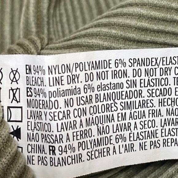 Forever 21 Olive Green Sleeveless Rib High Neck Mini Bodycon Sweater Dress S/M - Picture 4 of 4